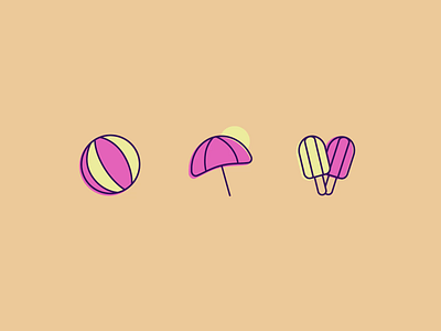Summer Icons animation beach ball icons illustration popsicles summer umbrella