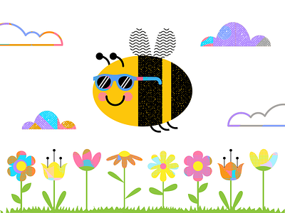 Bee Unique adobeillustrator art artwork bee design dribbble happy illustration patterns sunglasses vector