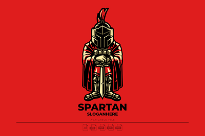 Spartan Mascot branding cartoon design esport gold graphic design icon illustration logo red retro spartan vector viking vintage