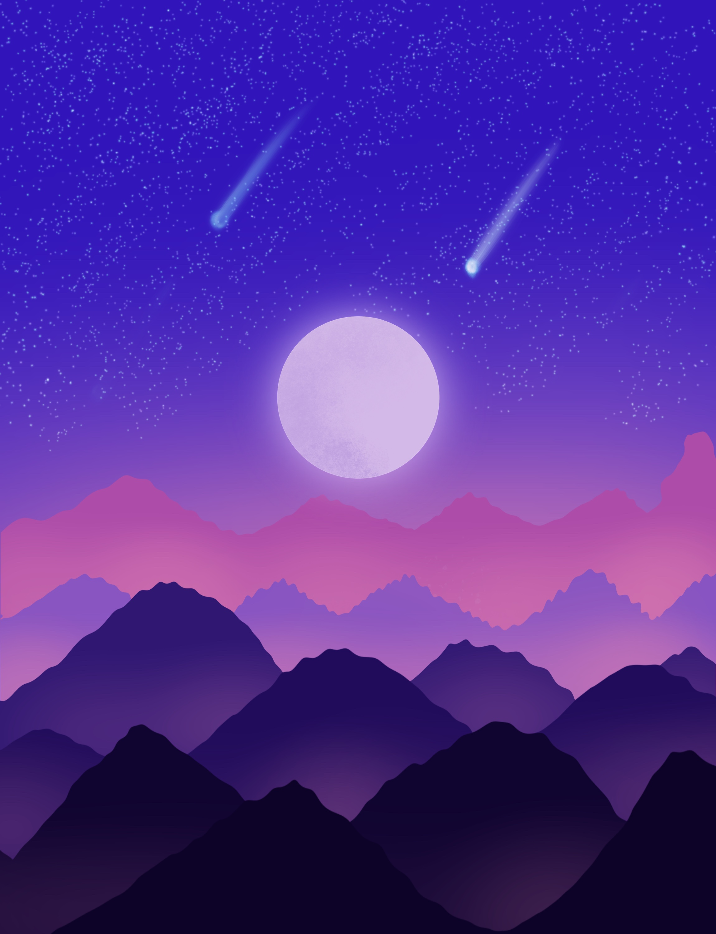 Galaxy Milky Way Illustration galaxy gradient illustration milky way moon mountain procreate
