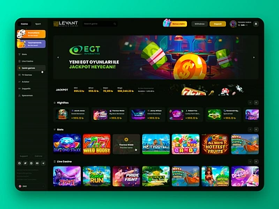 Web Interface - Online Casino bet betting betting design casino casino app casino design casino interface gambling gambling interface game gamer mobile casino online online game slot slots ui ux web web casino design