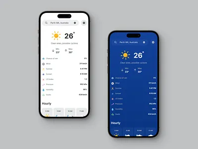 Bolt Weather - Mobile dark theme experience design interface design light theme mobile app react ui ui design ux design weather weather app weather website website