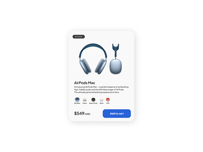 Daily UI Challenge Day 01/90 - Product Card airpods max app branding dailyui design designinspiration designoftheday ecommerce graphic design illustration logo product card ui