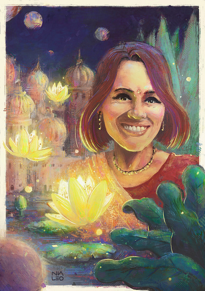 Diey's portrait colors digital illustration indian light lotus painting photoshop portrait