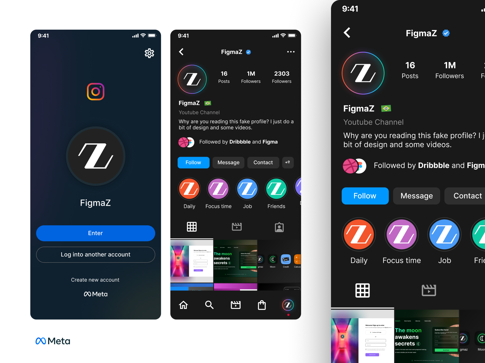 User Profile #6 branding button dailyui design enter figma icons instagram logo profile secundary ui user ux verified