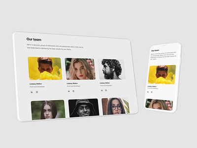 Team section with large images bootstrap css html ui ux