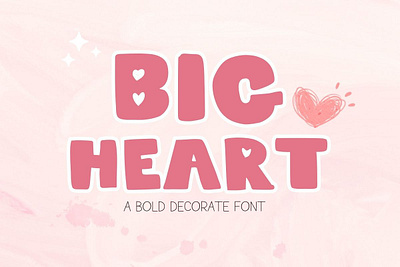 Big heart Font : A Bold Decorative Font cute fonts decorate font display font font hand writing font handwritten font heart font kids font