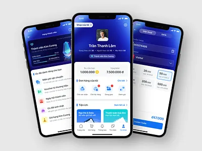 Vpayshop: Ecommerce application - Profile screen blue design ecommerce graphic design mobile profile rank ui ux