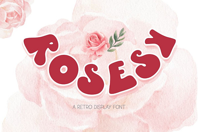 Rosesy : A Retro Display Font cute font cute fonts decorate font display font font groovy font handwritten font retro font