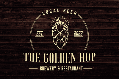 The Golden Hop beer branding brewery design freelance graphic design identity logo logodesign logodesignchallange vintage
