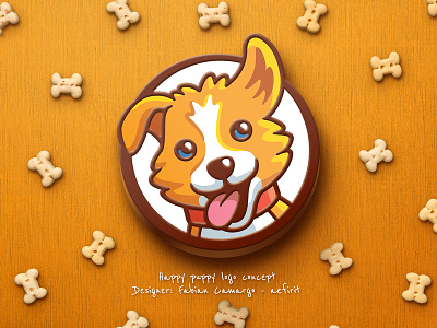 Happy Puppy Logo animals branding corgi day care dog dogs for sale funny furry grooming happy logos pets playful puppies puppy safe smiling spongy veterinary