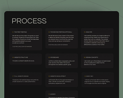 PROCESS as a portfolio part animation functionality landing tilda ui web design website