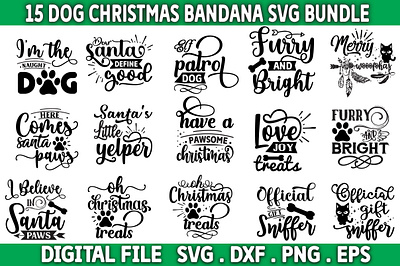 Dog Christmas Bandana SVG Bundle pet christmas bundle