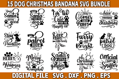 Dog Christmas Bandana SVG Bundle pet christmas bundle