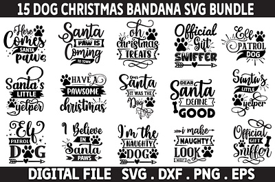 Dog Christmas Bandana SVG Bundle pet christmas bundle