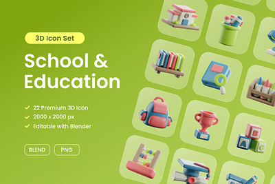 School & Education Icon Pack 3d 3d icon 3d icons education icon school