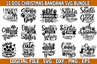 Dog Christmas Bandana SVG Bundle pet christmas bundle