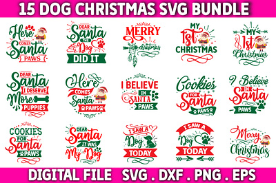 Dog Christmas Bandana SVG Bundle pet christmas bundle