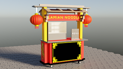 3D trade booth exhibition stand, booth, kiosk lamian noodle 3d 3d blender 3d character 3d model blender design illustration