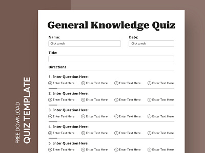 Blank Quiz Free Google Docs Template blank check design doc docs document exam google ms print printing quiz quizzes template templates test word