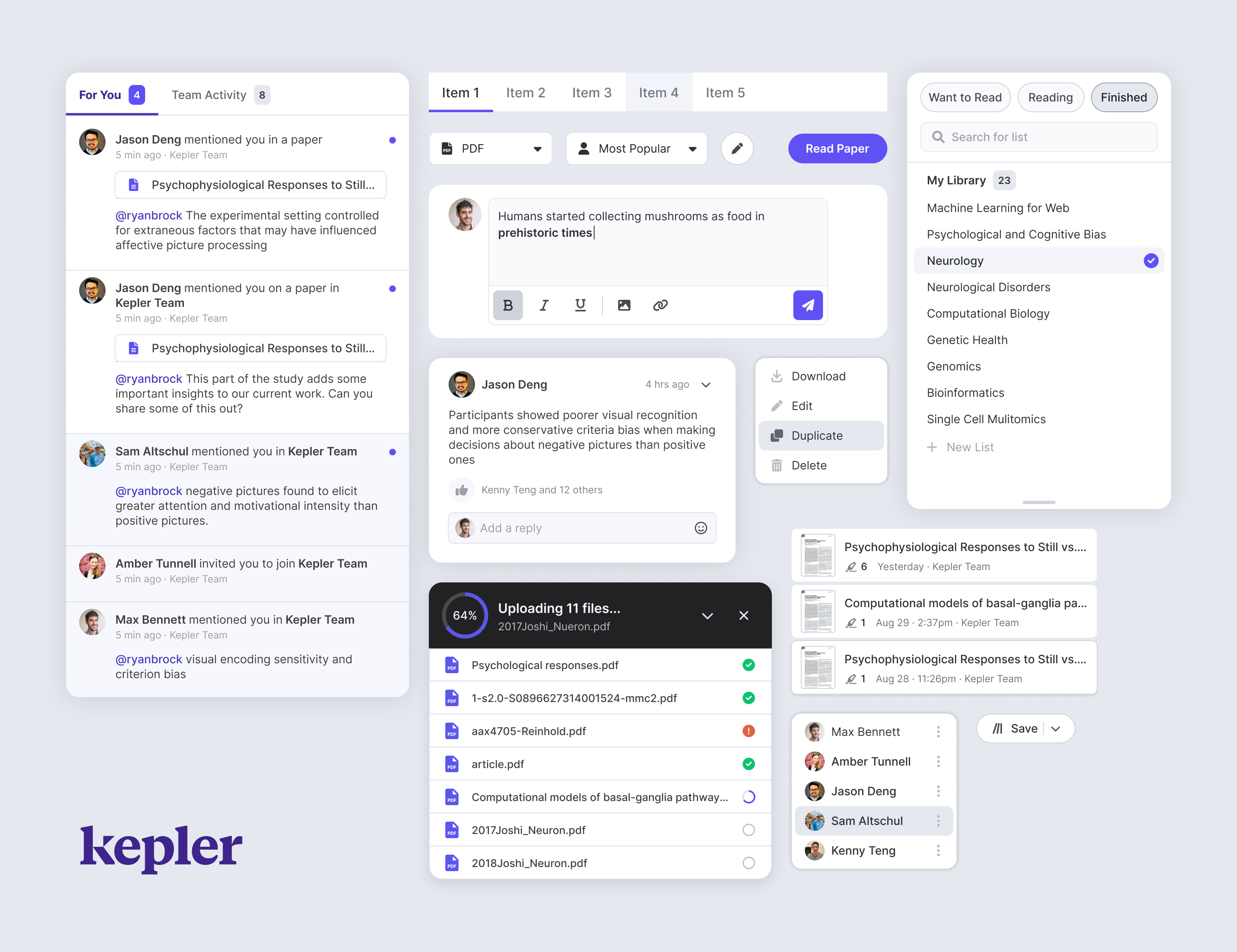 Kepler - Design System academic app biology clean design system kepler multimodal product research ryan brock saas science style guide ui