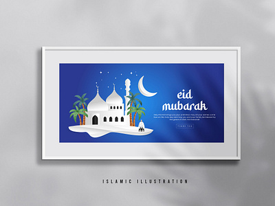 Islamic illustration design or Background mosque banner