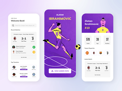 Football Stats Mobile App Pages branding design figma illustration logo ui ux vector