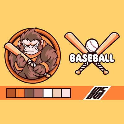 monkey x baseball base baseball branding cute design esportlogo graphic design icon illustration insovia logo logo creation logo creator ui