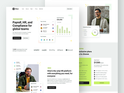 Hirer | HR, Payroll SaaS Platform Website Design clean design hr hr management hrm landing page minimal payroll platform product design saas software as a service tool ui ui design ux ux ui design website website design