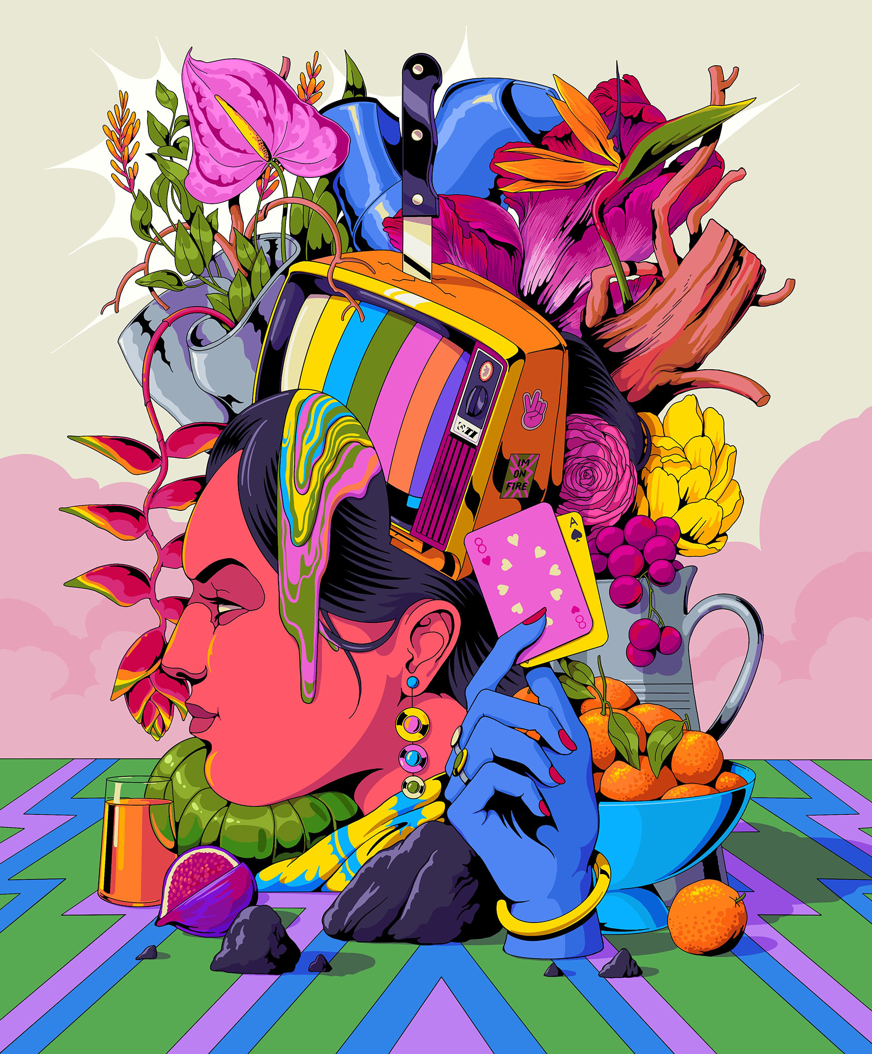 🔪📺🍊 art design illustration sajid stilllife