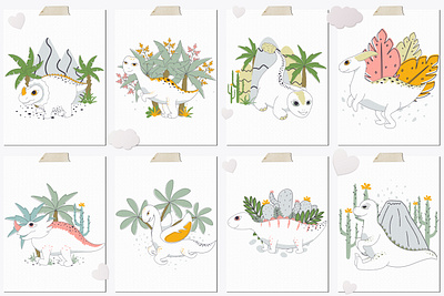 dino posters for kids white