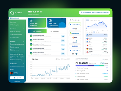 Qodrr - Dashboard Manager blacktheme crypto dashboard dashboard design market qodrr research trading ui uidesign uxdesign webapp