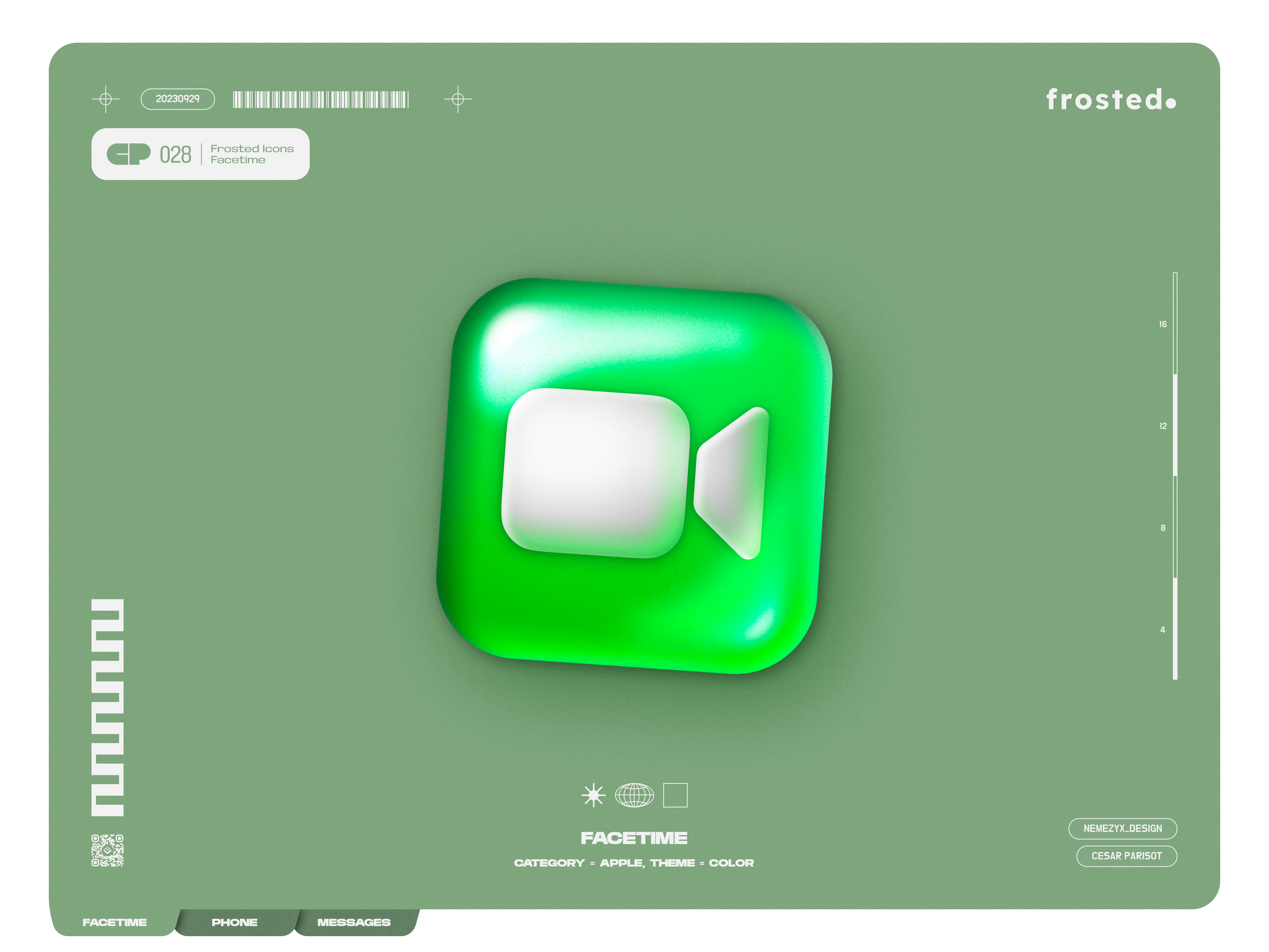 Frosted. Icons - 028 - FaceTime 3d effect apple c4d candy icon contact facetime figma glass icon glassmorphism glow icon icons messages neumorphism phone skeuomorphism