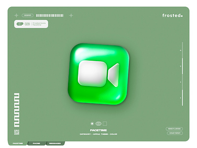 Frosted. Icons - 028 - FaceTime 3d effect apple c4d candy icon contact facetime figma glass icon glassmorphism glow icon icons messages neumorphism phone skeuomorphism