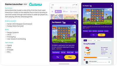 Casumo mobile ui ux web