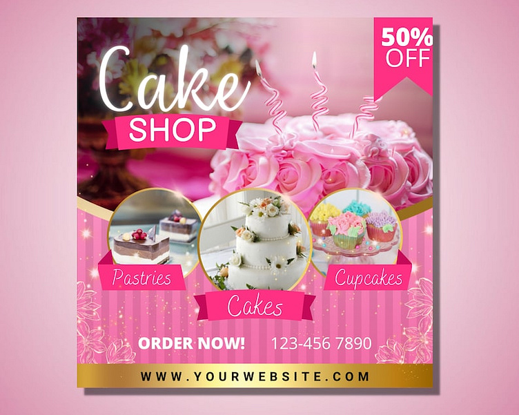 Cake Flyer, DIY Flyer Template Design, Sweet Treat Flyer, Bakery by ...