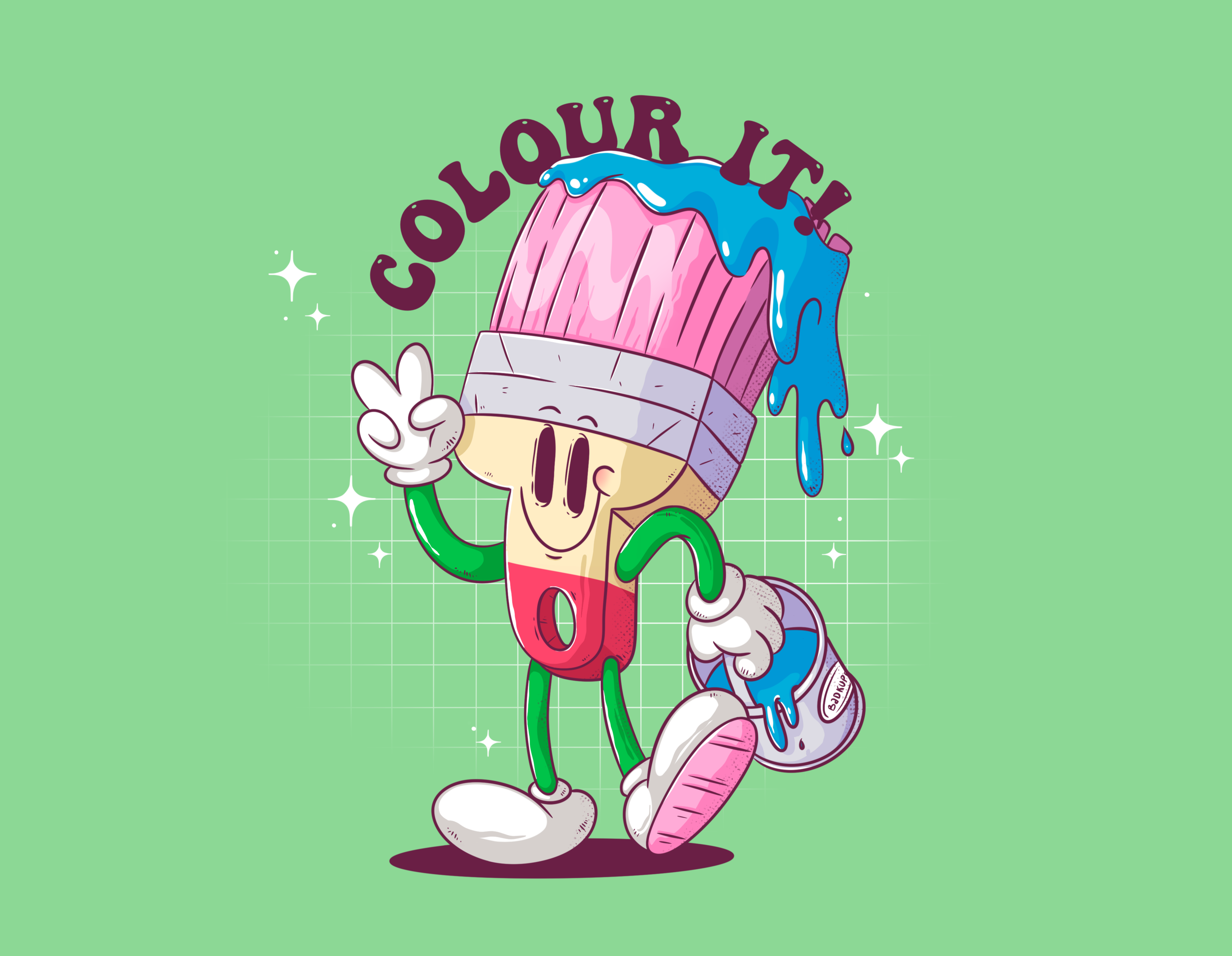 Colour it! 1930s branding cartoon character character design green groovy illustration logo mascot old cartoon style print t shirt print