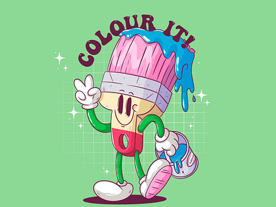 Colour it! 1930s branding cartoon character character design green groovy illustration logo mascot old cartoon style print t shirt print