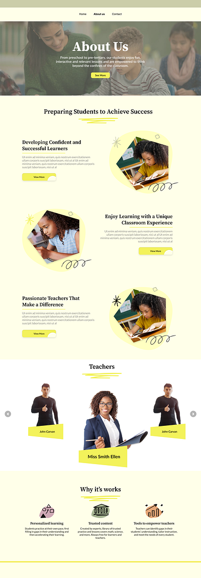 Learning website about us figma template free about us free landing page learning web design