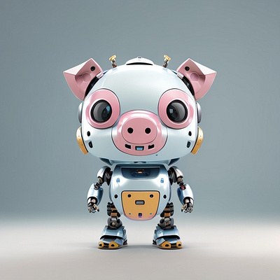 Piggy the piglet 3d character characters cute robot