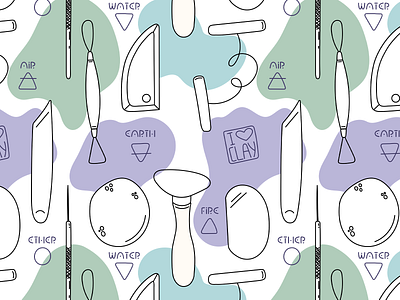 Pottery Tools clay elements graphic design i love clay i love pottery illustration love magazine illustration pattern pottery pottery tools
