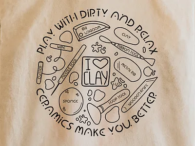 I love clay - Pottery Tools black child illustration clay tools font graphic design illustration lettering magazine illustration pottery textile tools typography vector