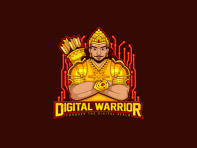 Digital Warrior Arjuna Logo arjuna cartoon character digital warrior indian character indian logo mahabharta mascot mascot logo warrior logo