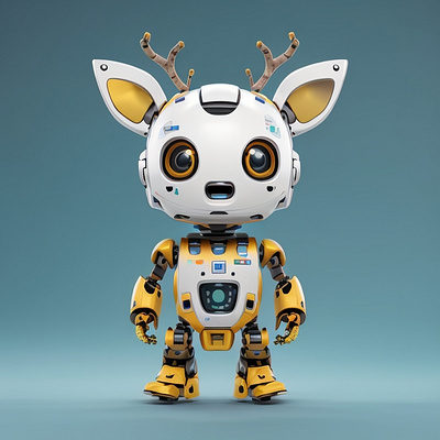 Bambi 3d character characters cute robot ui web design