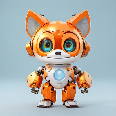 Fox-e 3d character characters cute illustration robot ui