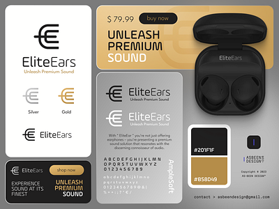 EliteEars logotype brand branding design ears earsbuds graphic design headphone letter e logo logo monogram premium visual identity