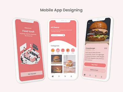 Food Vault Mobile App app design designing figma illustration mobile app design mobile screen typography ui unsplash user interaction uxui