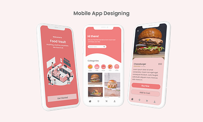Food Vault Mobile App app design designing figma illustration mobile app design mobile screen typography ui unsplash user interaction uxui