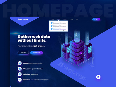 ProxyScrape - Website UI/UX awesome clean cool dynamicxx figma homepage photoshop proxy server ui ux web design website wordpress