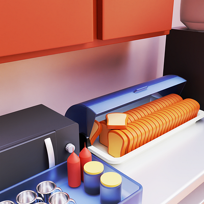 3D Cafeteria - Blender 3d cafetario chennai concept modeling pantry sakthi